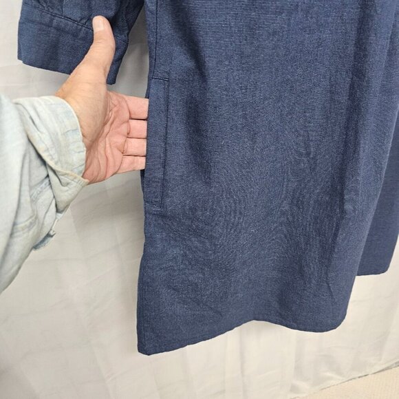 Falls Creek Blue Chambray Dress Minimalist Boho Lagenlook Short Dress M - Picture 6 of 14